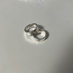 Brand New Silver Rings size 7-8 Cute flower and frog set